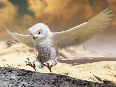 Snow Owl - BLENDER Low-poly 3D model