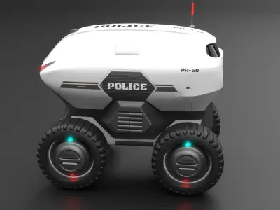 Sci-fi Police Droid Robot Low-poly 3D model