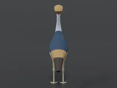 Low Poly Cartoon Grey Crowned Crane Low-poly 3D model