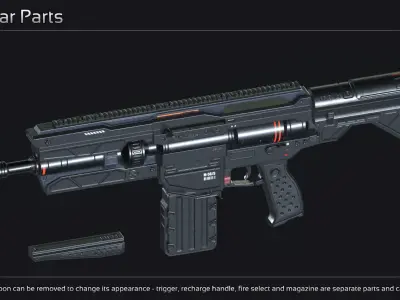 Scifi Assault Rifle OKL 5 Low-poly 3D model