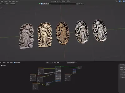 Ancient oriental sacre decorative basrelief Low-poly 3D model