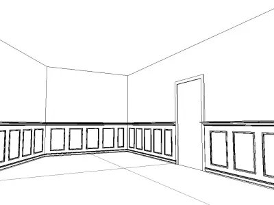 Wall paneling historic decor mouliding revit parametric family 3D model