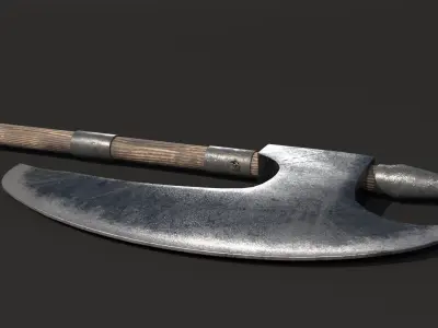 Medieval Two Handed Battle Axe Low-poly 3D model