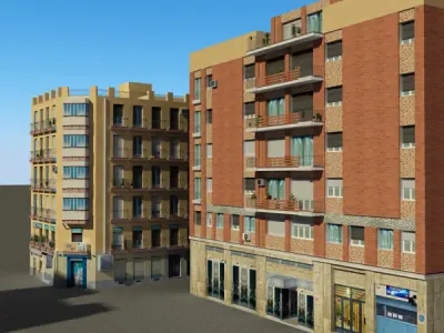 Building Collection 93-96 Low-poly 3D model