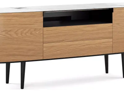 Poliform Symphony Wood Sideboard Free low-poly 3D model