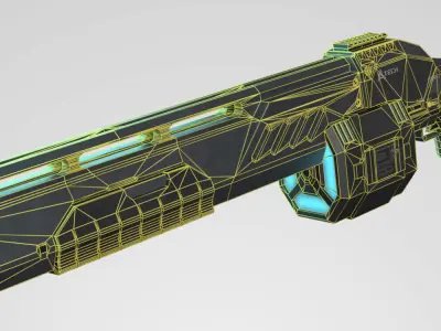 Sci-fi Photonic shotgun Low-poly 3D model