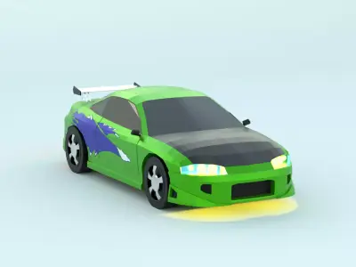 MITSUBISHI ECLIPSE low poly game ready 3d model Low-poly Free low-poly 3D model