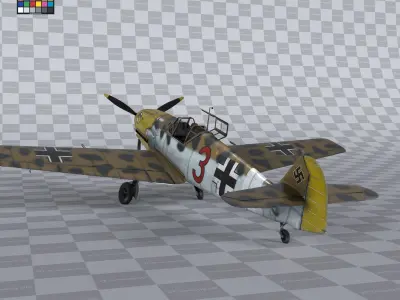 Messerschmitt BF109 German Fighter Airplane North Africa V2 3D model