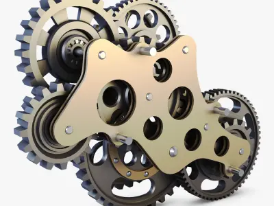 Gear Mechanism Low Poly v 3 Low-poly 3D model