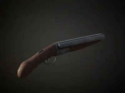 Sawn off double barrel shotgun Low-poly 3D model