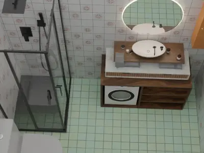 Modern Mini Bathroom Interior Design Free low-poly 3D model