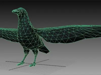 Crow Rigged and Animated Low-poly 3D model