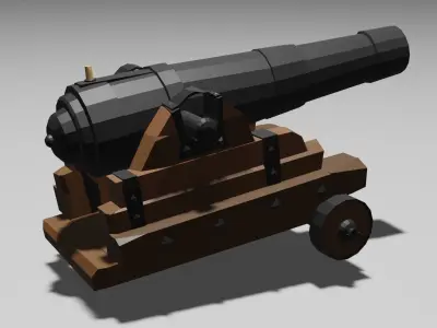 Naval Cannon Free low-poly 3D model