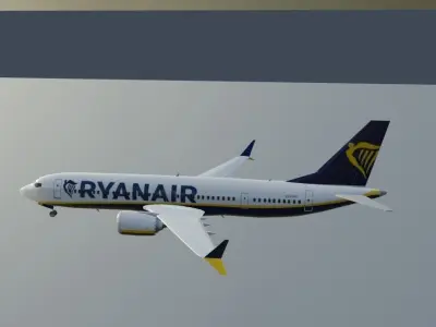 Ryanair Boeing 737 max 200 3d model  Low-poly 3D model