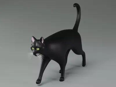 Domestic Black Cat 001 3D model