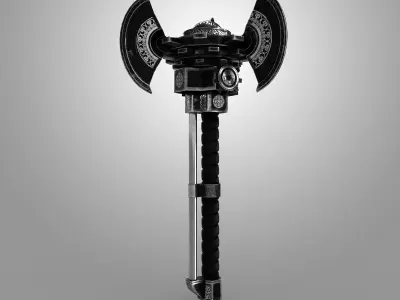 Axe Steel Scratched Black 3D model Low-poly 3D model