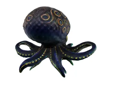Bioluminescent octopus-squid Free low-poly 3D model