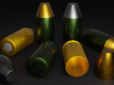 9x18mm police ammo Low-poly 3D model Low-poly 3D model