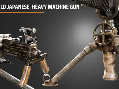 Old Japanese  Heavy Machine Gun 3D model