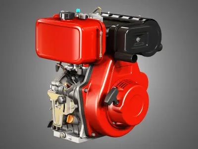 KD192F Single Cylinder Air-Cooled Engine 3D model