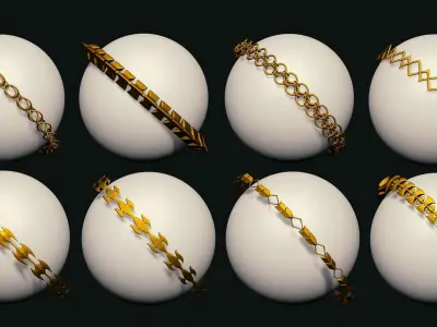 63 SCI-FI CHAIN IMM BRUSHES FOR ZBRSUH HIGH and LOWPOLY Low-poly 3D model