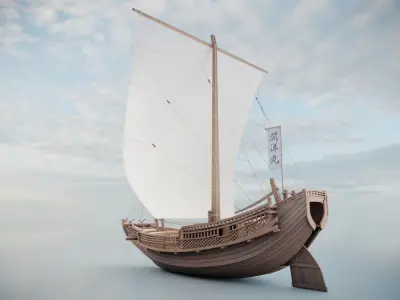 Higaki Kaisen Japanese Ship Low-poly 3D model