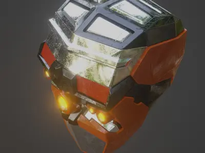 Denis elka46464646gmail com Scratched Robot Head 3D Free low-poly 3D model