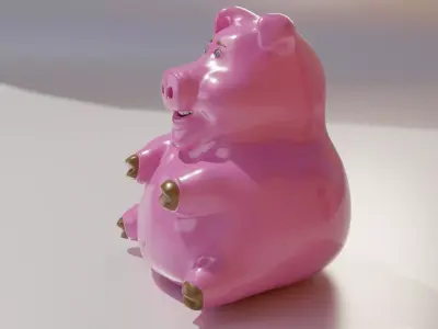 Pig ceramics  Low-poly 3D model
