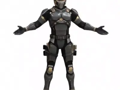 Futuristic Sci-Fi Armored Soldier Low-poly 3D model