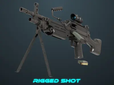 Machine Gun 07 All PBR Unity UE Textures Included Low-poly 3D model