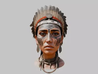 Aztec Woman Head Bust Low-poly 3D model