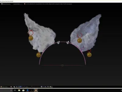 Cat furry cat ear headband 3D model