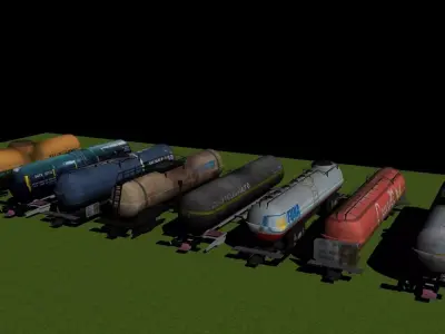 Oil Trains Low-poly 3D model