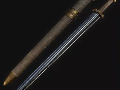 Viking Sword with sheats Low-poly 3D model
