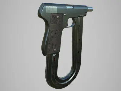 French UNION Pistol with Extended Magazine Low Poly PBR Low-poly 3D model