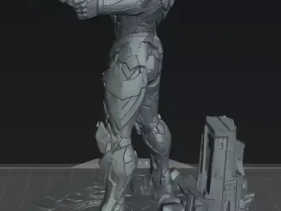 Warrior Crimson Pulse Enforcer Sci-Fi 3D Printable Miniature 3D print model