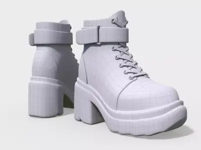 High-Quality 3D model of stylish platform boots 3D model