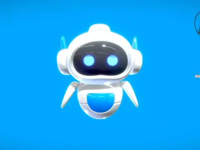 Robot cartoon Low-poly 3D model