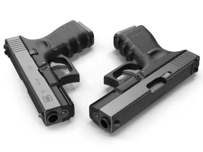 Compact Pistol Glock 19 Black 3D model