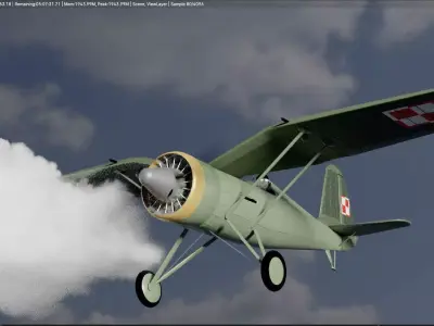 PZL 11 C Polish Gullwing Fighter 3D model