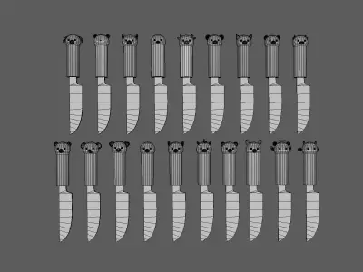 Cartoon Knifes Pack 01 Low-poly 3D model