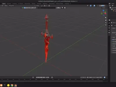 Crimson Requiem Dagger Dark Fantasy Game Ready Weapon Low-poly 3D model