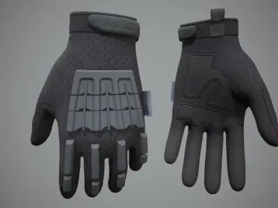 Tactical Combat Gloves 06 Low-poly 3D model