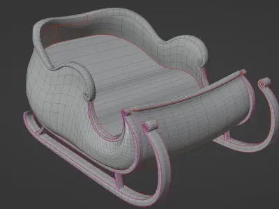 3D Stylized Snowy Santa Sleigh Vehicle Low Poly Car Aircraft Low-poly 3D model