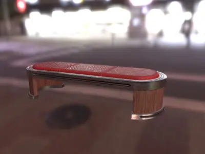 Sci Fi Bench Low-poly 3D model