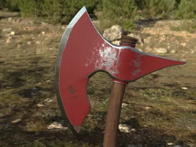 Battle Axe for Game Low-poly 3D model
