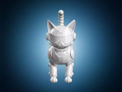 Cyberpunk Cat Figurine 3D print model