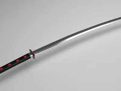 Black Hilt Katana Low-poly 3D model