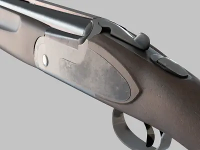 Over-under Double Barreled Shotgun Low-poly 3D model