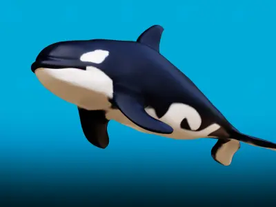 Killer whale Rigged Low-poly 3D model